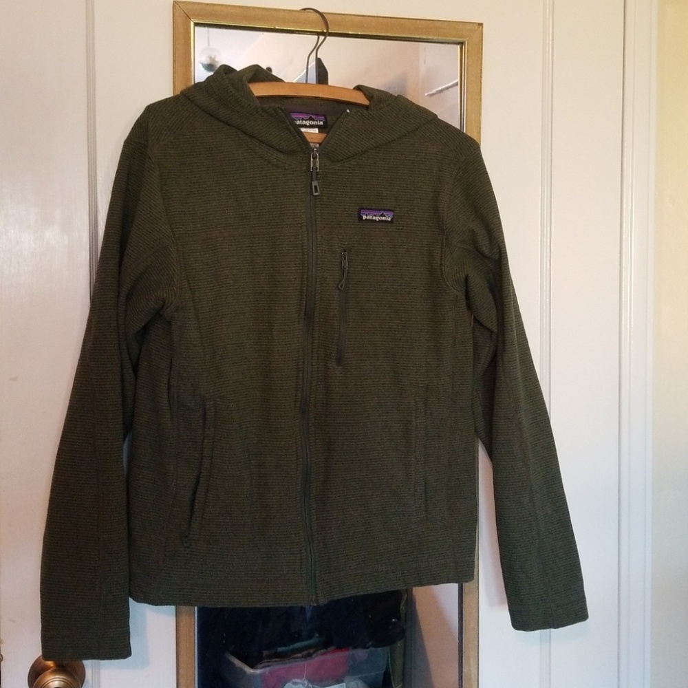 Mens Patagonia sweater zip up jacket with hoodie
